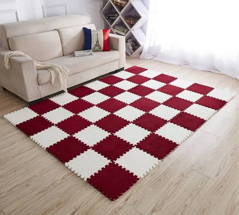 10Pcs/Lot Plush Puzzle Foam Floor Mat Living Room Soft Fluffy Carpet Split Connection Bedroom Anti-skid Foot Pad