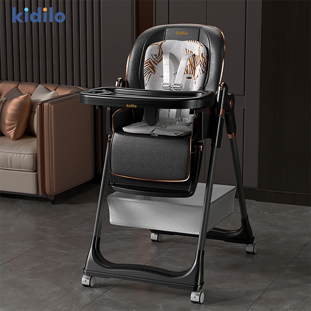 Baby Feeding Chairs,4 Wheels Baby Portable Folding Dining Chairs with Adjustable Height for Suitable for Kids and Toddlers.