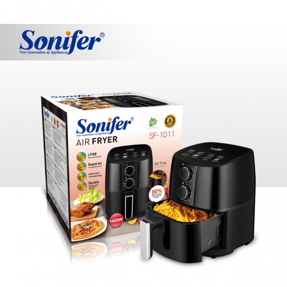 Sonifer SF-1010 Adjustable Temperature 1400W 4.2L no Oil Electric Smart Touch Hot Oven Air Fryer Digital