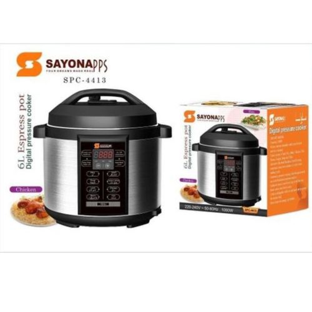 Sayona Manual Electric Pressure Cooker 1000W | Powerful & Efficient 6L Pressure Cooker for Fast Cooking