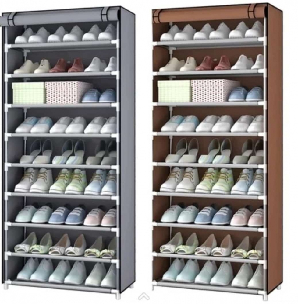 Shoe Rack 10 Layers 9 Shelf Shoes Standing Cabinet Storage Organizer Dustproof