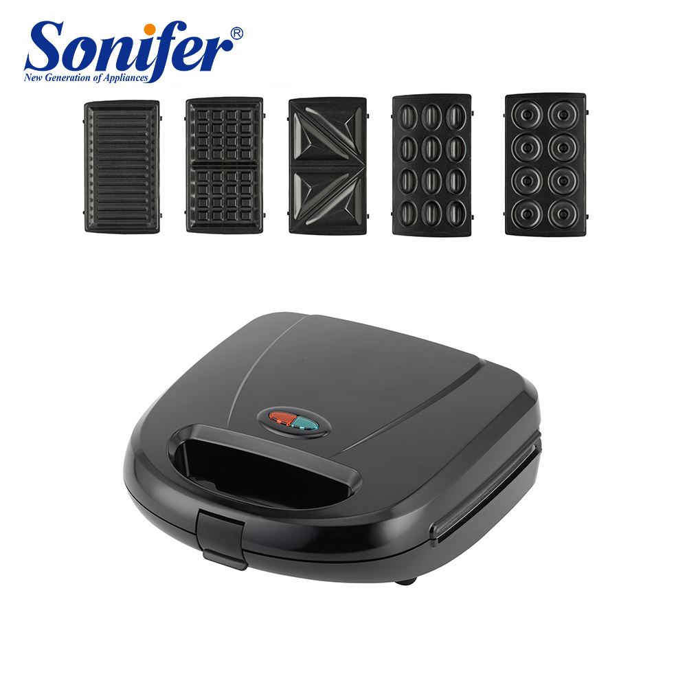 Sonifer SF-6151 Sonifer SF-6151 5 4 2 3 in 1 Non Stick Detachable Griller 2 Slices Snack Mini Waffle Maker Professional Sandwic