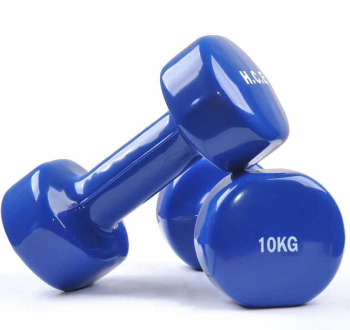 Pair Of 10kg Vinyl Coated Dumbbells