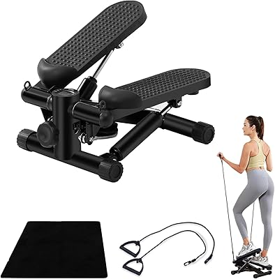Mini Stair Stepper Machine with Resistance Bands Portable Cardio Workout Equipment for Home Gym, Fitness Stepper with LCD Display Compact & Quiet