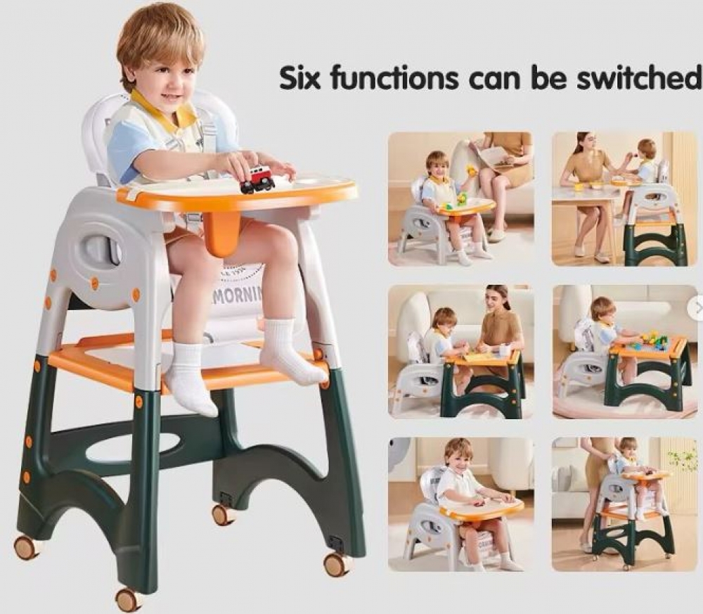 6-in-1 Baby High Chair | CAT Design Multifunctional Infant Feeding Chair | Chair & Table for Toddler | with Backrest & Plate Adjustment