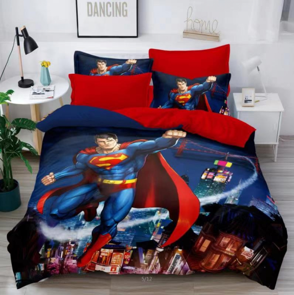 Superman Kids Bedding Suit Quilt 1Bedcover,1Bedsheet & 2Pillow Case