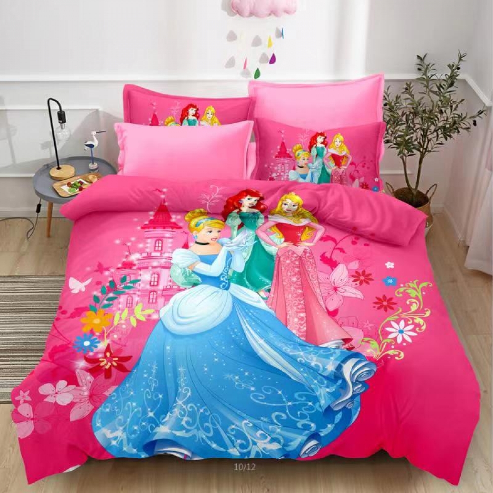  Disney Princess Kids Bedding Suit Quilt 1Bedcover,1Bedsheet & 2Pillow Case