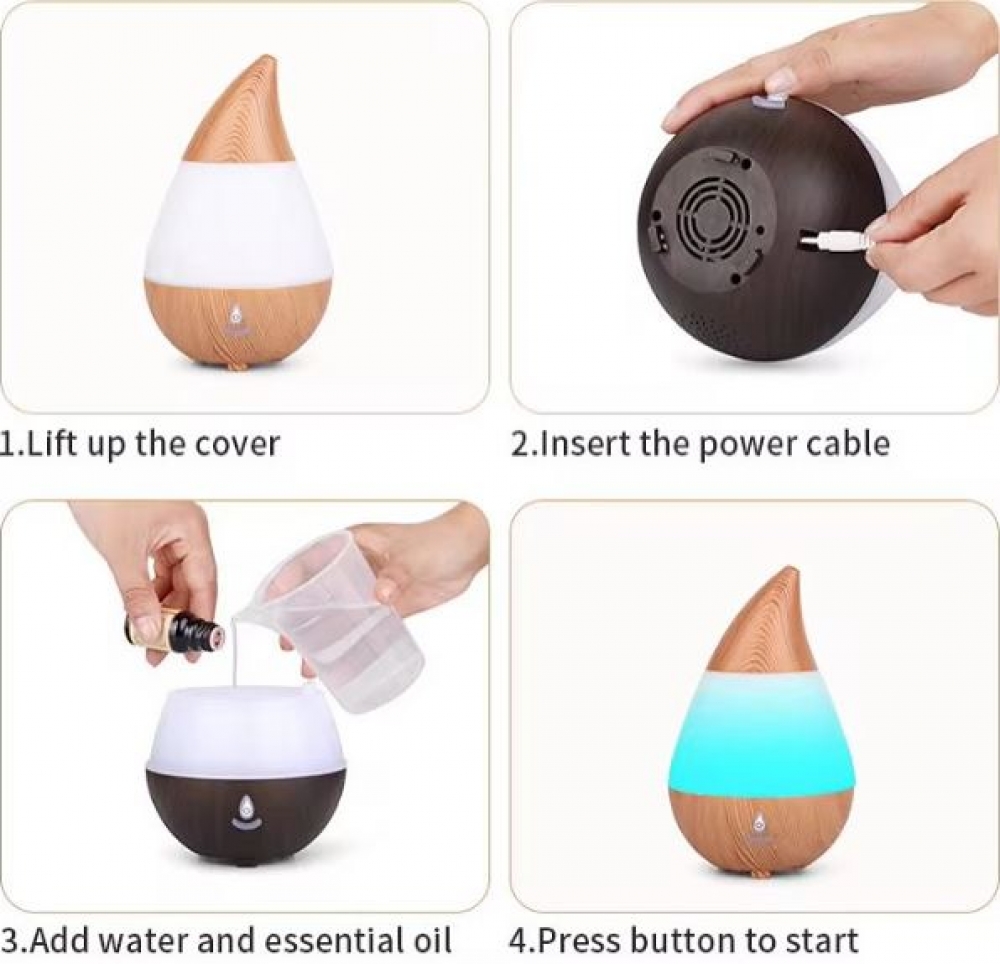 Water Drop USB Mini Ultrasonic Humidifier Bluetooth Sound Function Essential Oil Diffuser Night Light Aroma Diffuser 