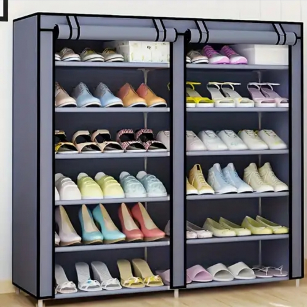 12 Tiers Shoe Cabinet,Shoe Rack Storage Box, Foldable Shoe Rack, Foldable Shoes Organizer Cover, Shoe Cover Rack, Portable Shoe Storage Cabinet 112cm X 110cm X 28cm (D)