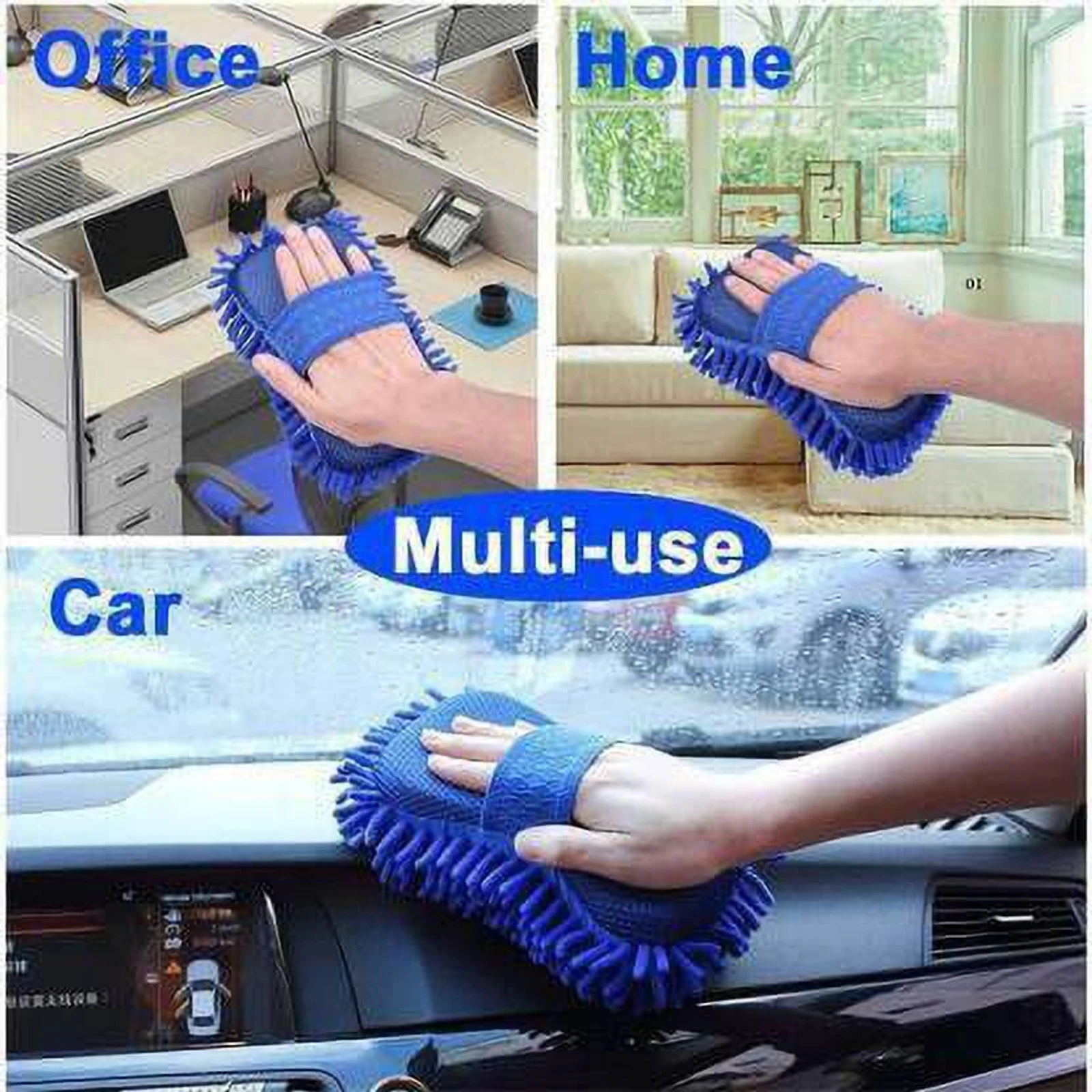 Microfiber Foam Car Wash Gloves, 1 pc | Non-slip detail loop with reinforced foam padding | Durable car care tool for washing/polishing cars (suitable for home and commercial use)