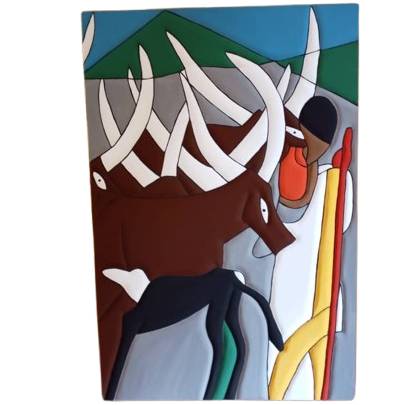 Traditional Imigongo Art piece From Rwanda 60 cmx 60 cm